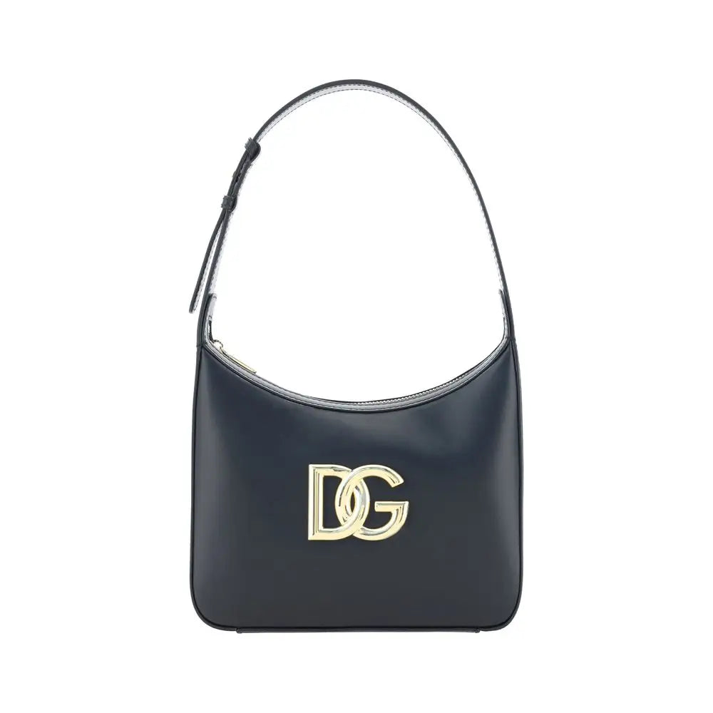 Dolce & Gabbana Schwarze Kalbsleder Bos Taurus Schultertasche