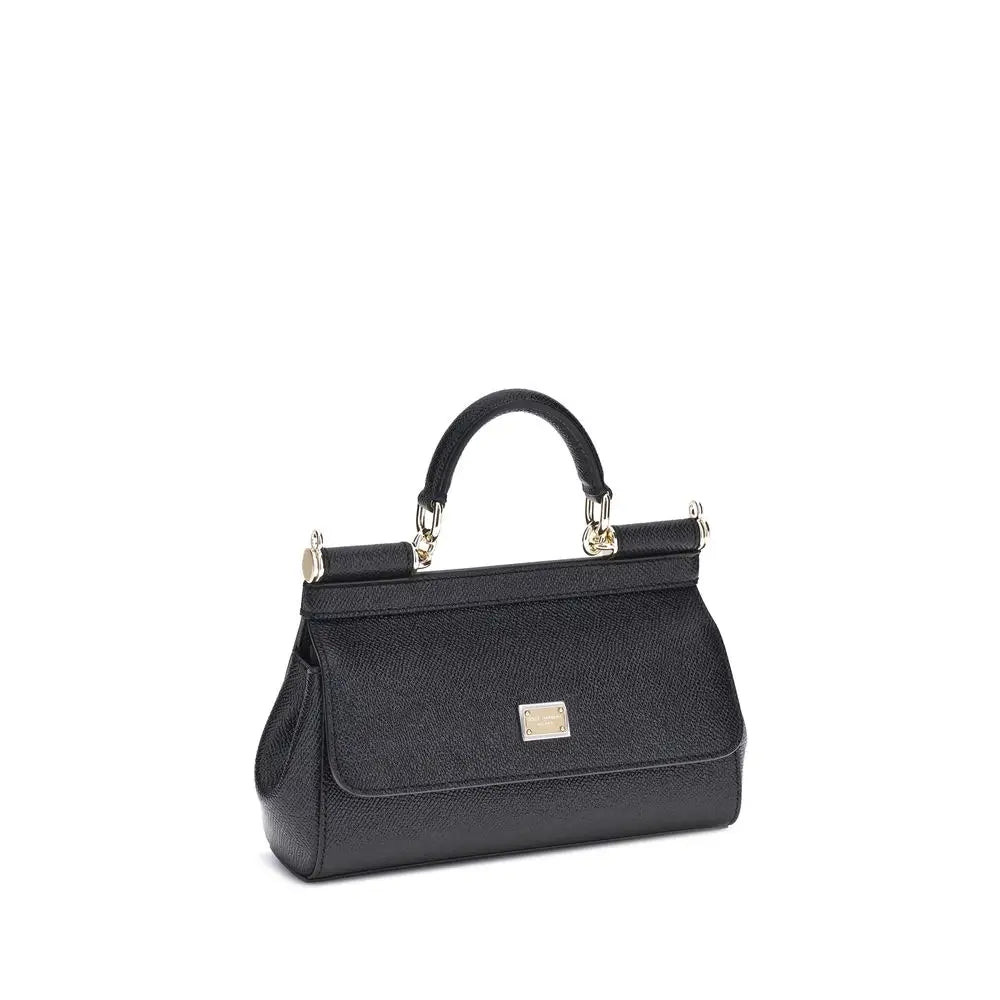 Dolce & Gabbana Schwarze Kalbsleder Bos Taurus Schultertasche