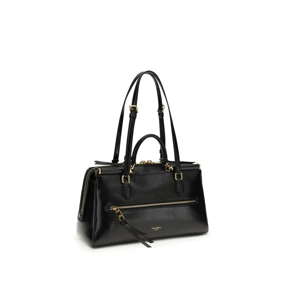 Dolce & Gabbana Schwarze Kalbsleder Bos Taurus Schultertasche
