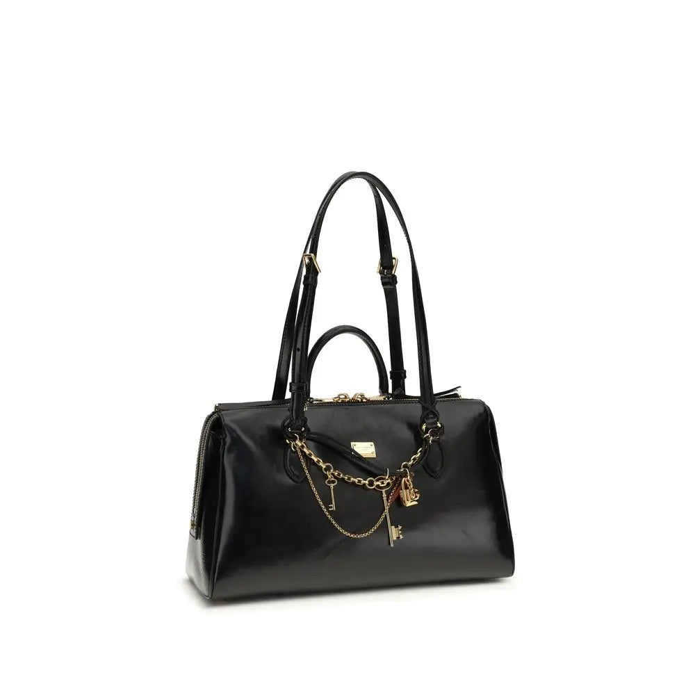 Dolce & Gabbana Schwarze Kalbsleder Bos Taurus Schultertasche
