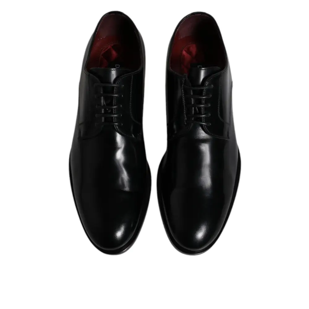 Dolce & Gabbana Schwarze Kalbsleder Derby Schnürschuhe Formal Dress Schuhe
