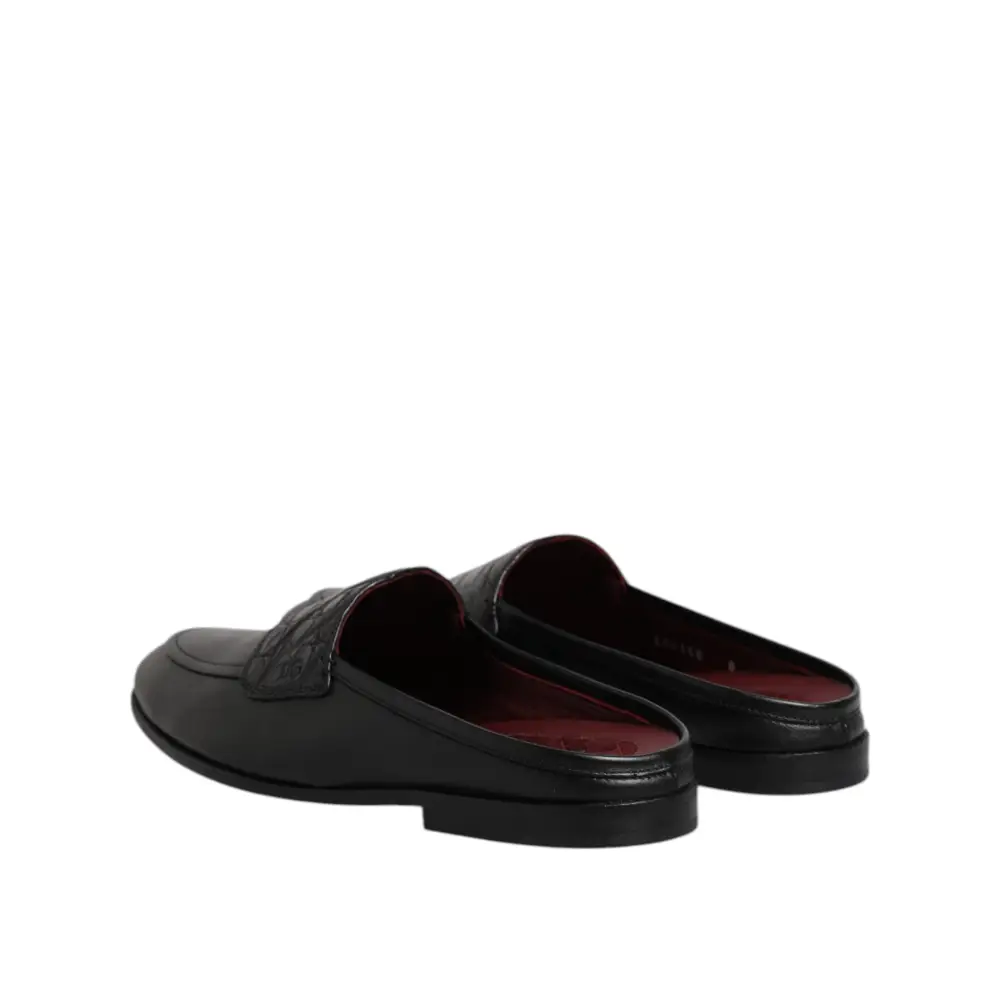 Dolce & Gabbana Schwarze Kalbsleder Slipper Schuhe - EU40/US7