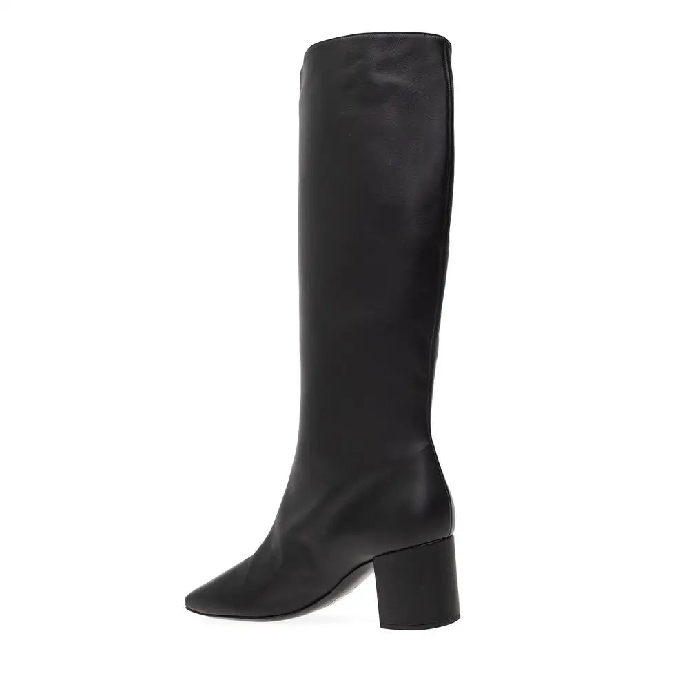Dolce & Gabbana Schwarze Kalbsleder-Stiefel mit hohem Absatz - EU36/US6