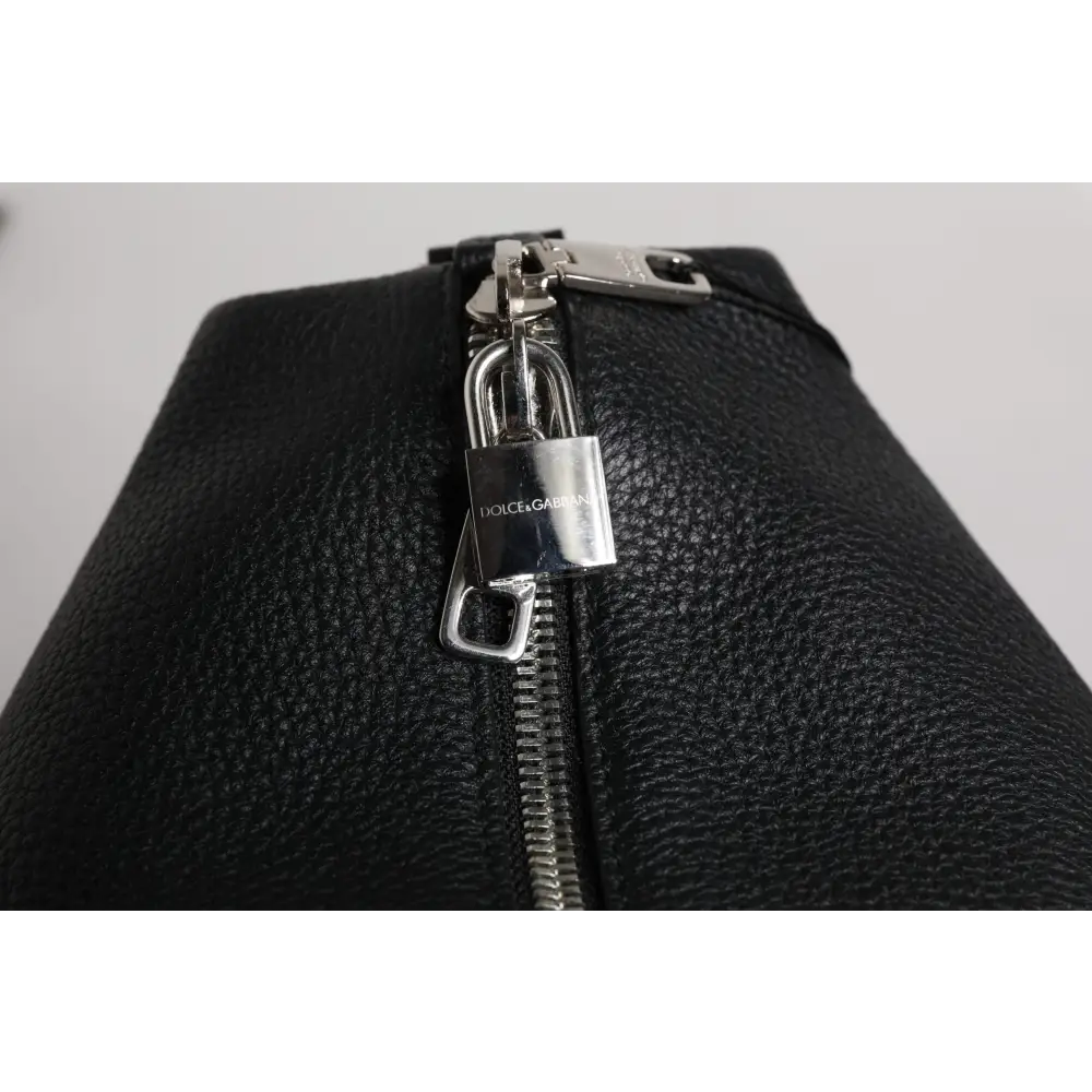 Dolce & Gabbana Schwarze Kalbslederhandtasche Duffle Bag
