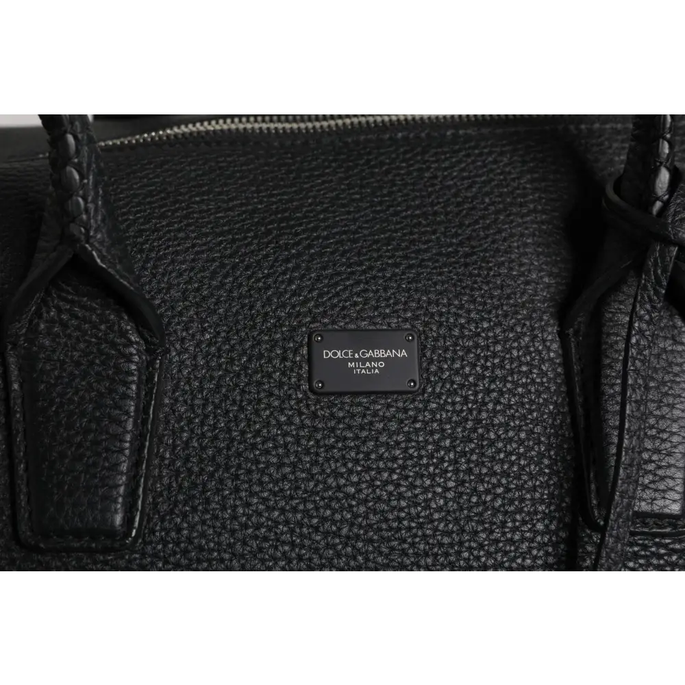 Dolce & Gabbana Schwarze Kalbslederhandtasche Duffle Bag