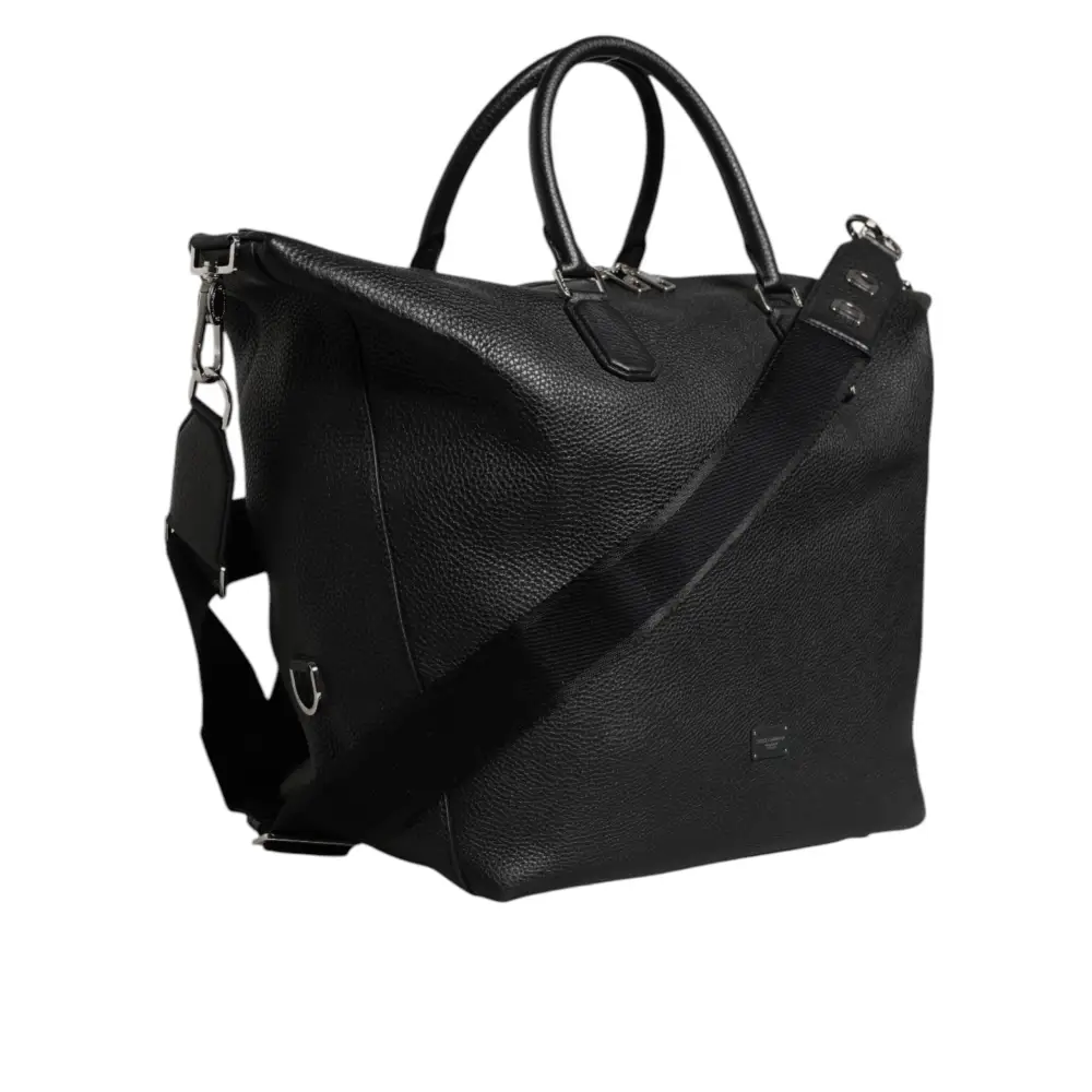 Dolce & Gabbana Schwarze Kalbslederhandtasche Duffle Bag
