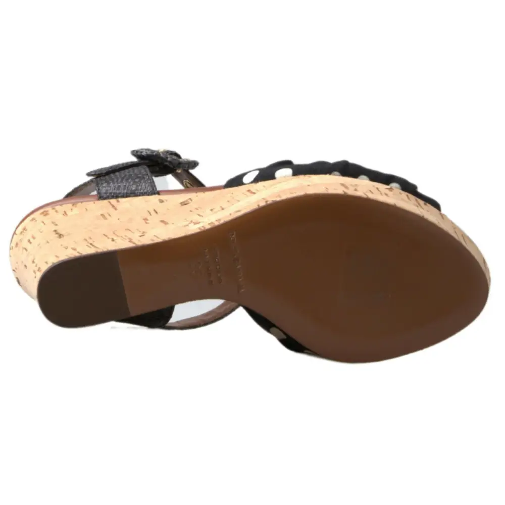 Dolce & Gabbana Schwarze Keile Gepunktete Knöchelriemen Schuhe Sandalen