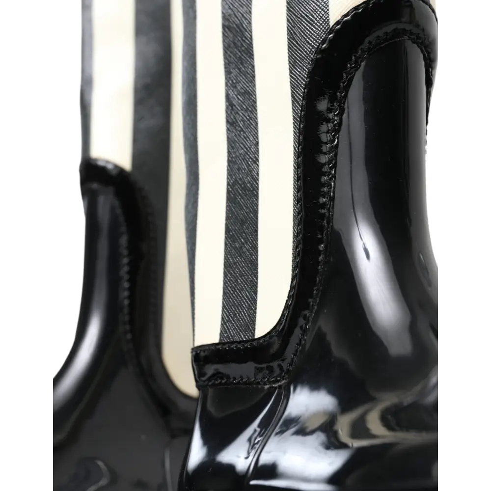 Dolce & Gabbana Schwarze kniehohe flache Gummistiefel Schuhe - EU35/US4.5