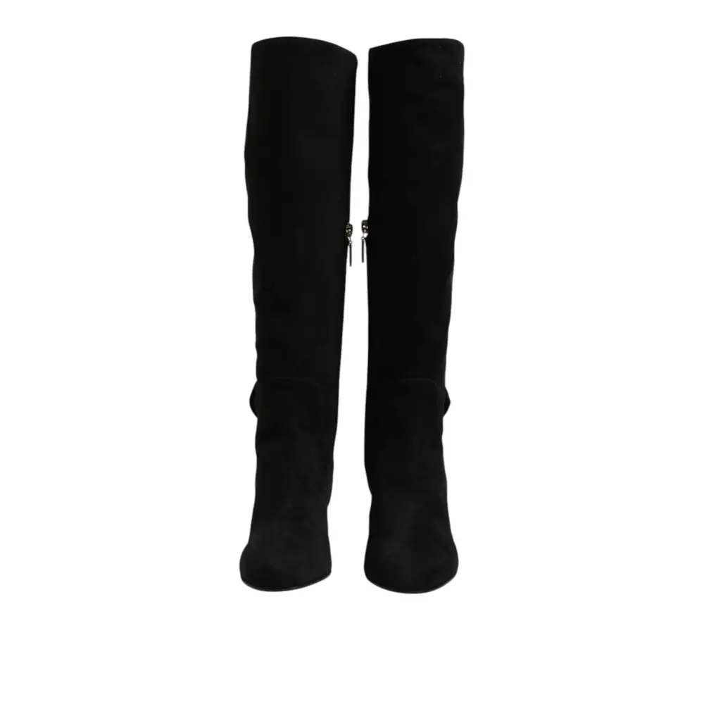 Dolce & Gabbana Schwarze kniehohe Stiefel aus Wildleder Schuhe - EU35.5/US5