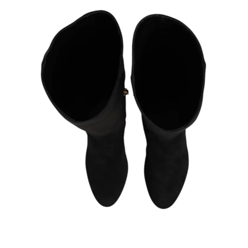 Dolce & Gabbana Schwarze kniehohe Stiefel aus Wildleder Schuhe - EU35.5/US5