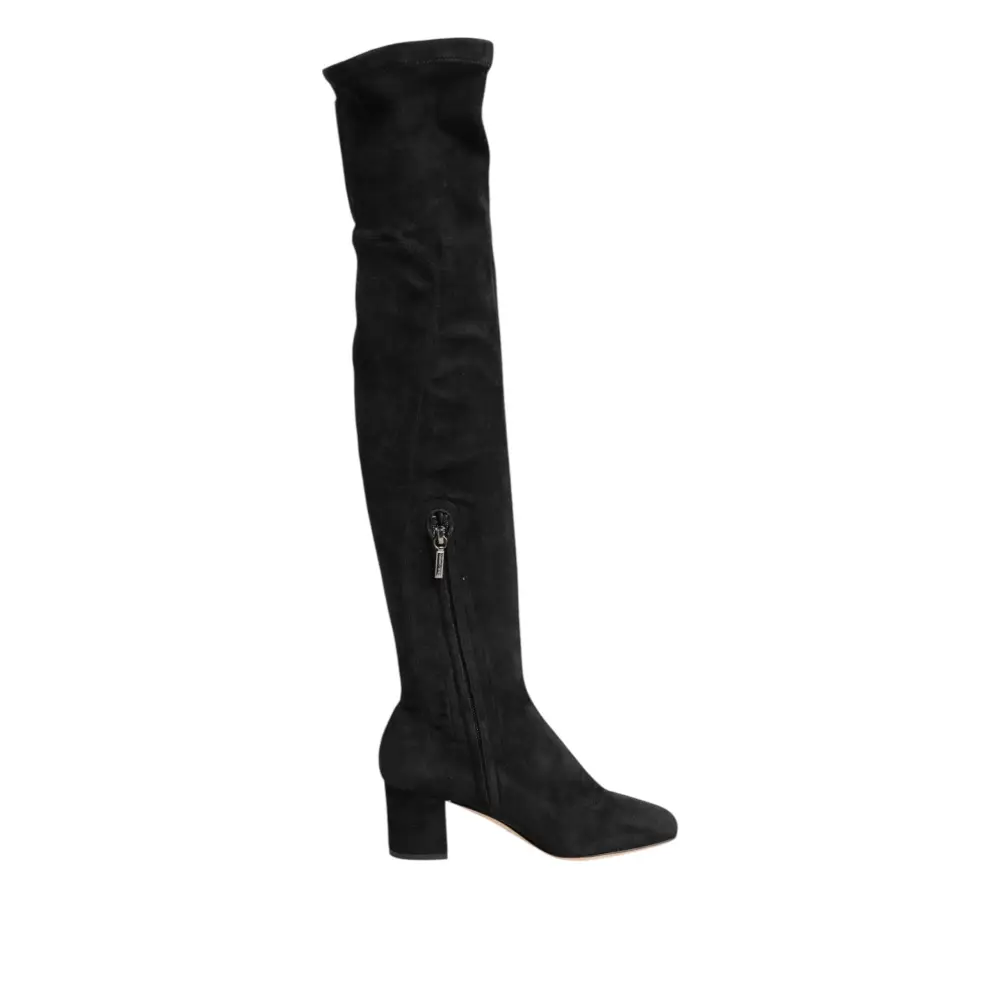 Dolce & Gabbana Schwarze kniehohe Stiefel aus Wildleder Schuhe