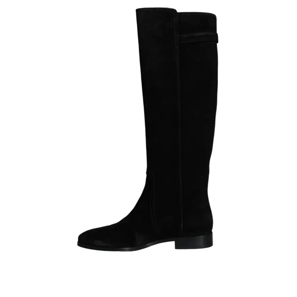 Dolce & Gabbana Schwarze kniehohe Stiefel aus Wildleder Schuhe - EU35/US4.5