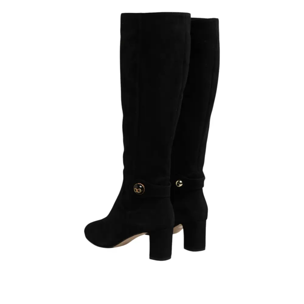 Dolce & Gabbana Schwarze kniehohe Stiefel aus Wildleder Schuhe - EU35.5/US5