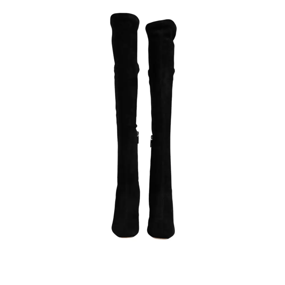 Dolce & Gabbana Schwarze kniehohe Stiefel aus Wildleder Schuhe - EU36/US5.5