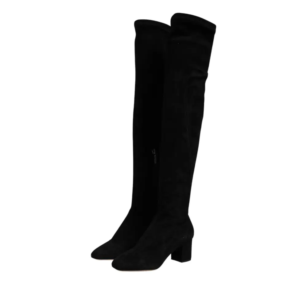 Dolce & Gabbana Schwarze kniehohe Stiefel aus Wildleder Schuhe - EU36/US5.5