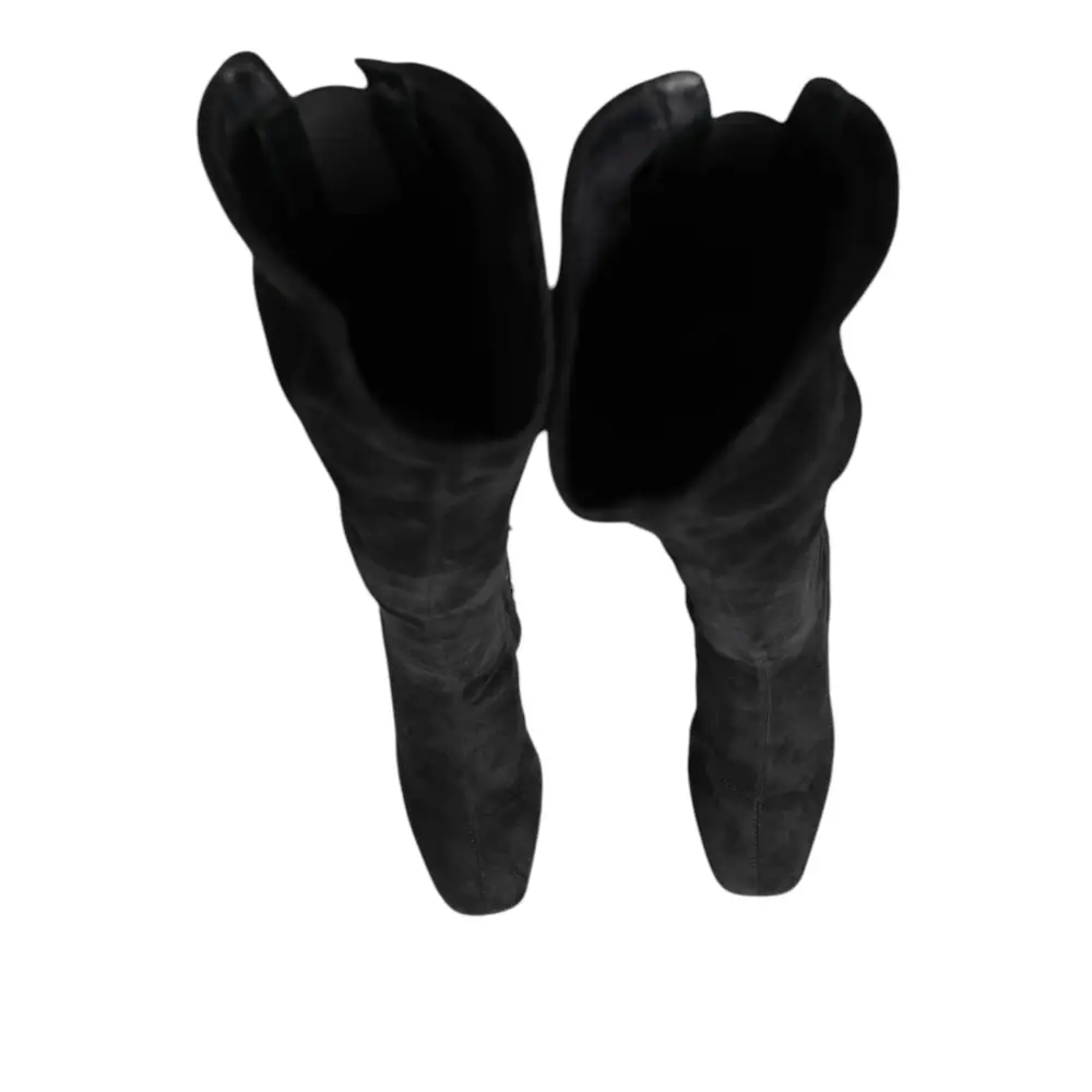 Dolce & Gabbana Schwarze kniehohe Stiefel aus Wildleder Schuhe