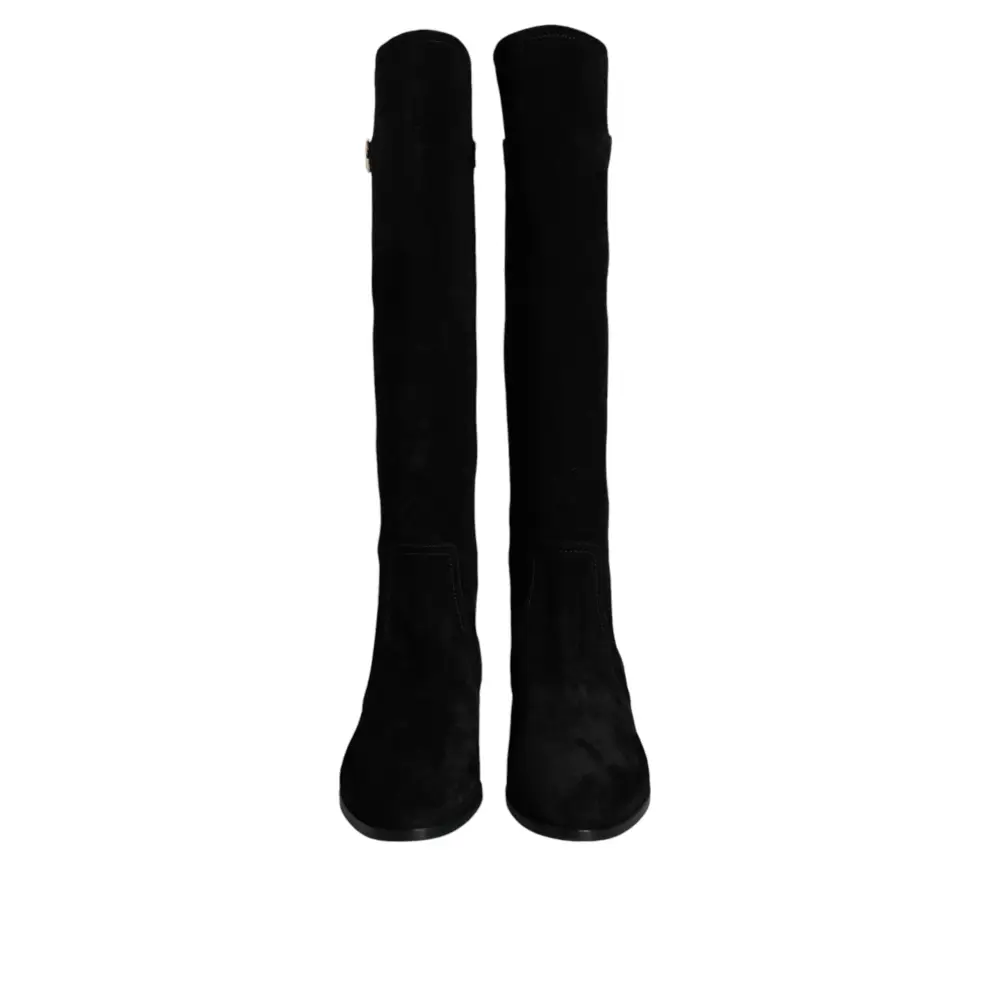 Dolce & Gabbana Schwarze kniehohe Stiefel aus Wildleder Schuhe - EU35/US4.5