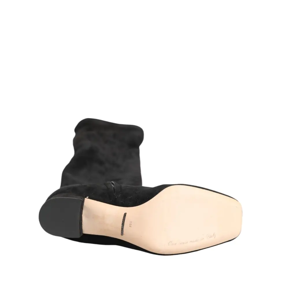 Dolce & Gabbana Schwarze kniehohe Stiefel aus Wildleder Schuhe