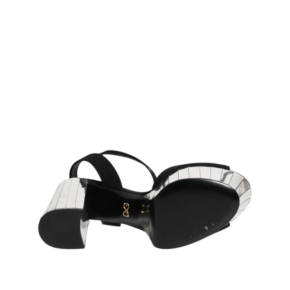 Dolce & Gabbana Schwarze Kristall-Knöchelriemen Keira Sandale Schuhe