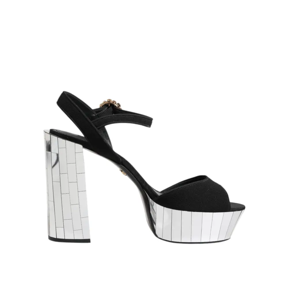 Dolce & Gabbana Schwarze Kristall-Knöchelriemen Keira Sandale Schuhe