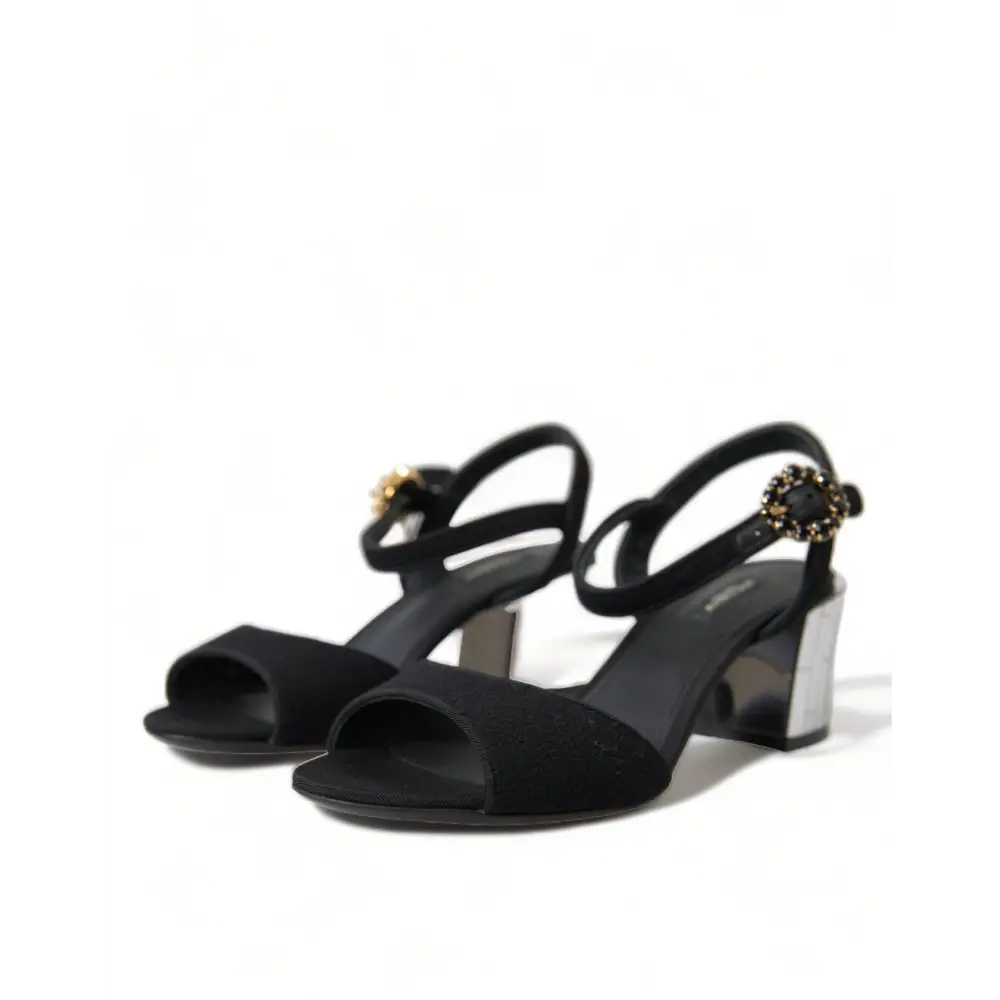Dolce & Gabbana Schwarze Kristalle Riemchensandalen Schuhe - EU35/US4.5
