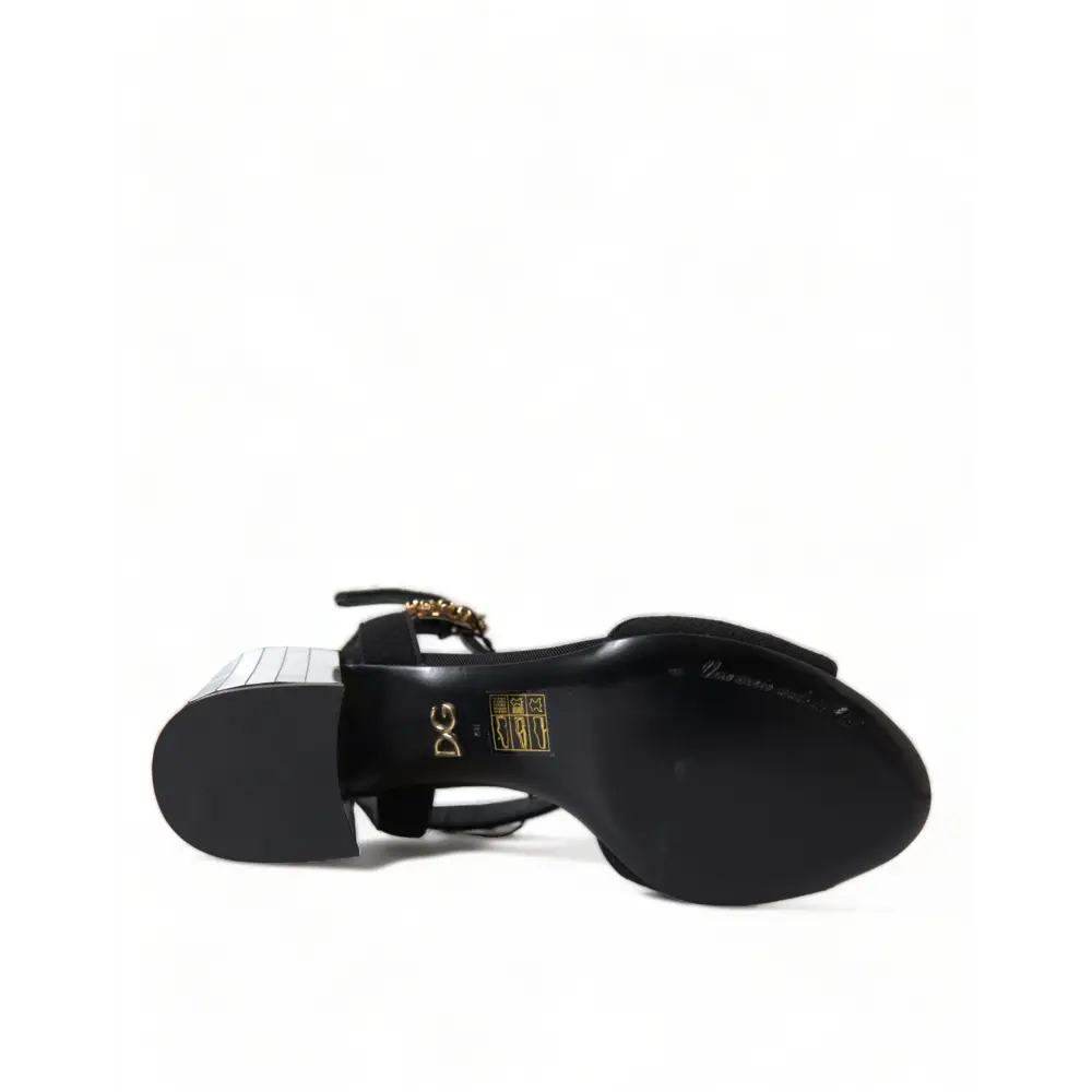 Dolce & Gabbana Schwarze Kristalle Riemchensandalen Schuhe - EU35/US4.5