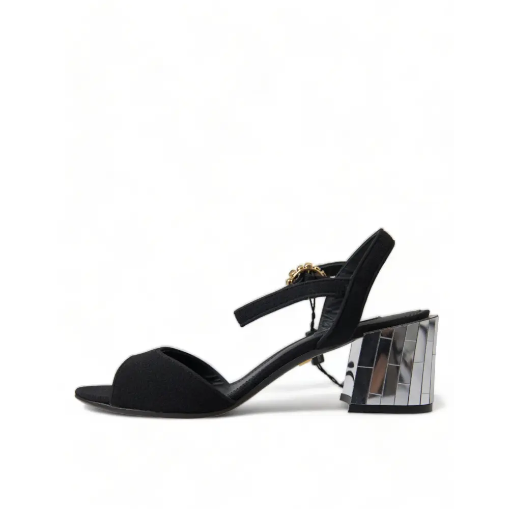 Dolce & Gabbana Schwarze Kristalle Riemchensandalen Schuhe - EU35/US4.5