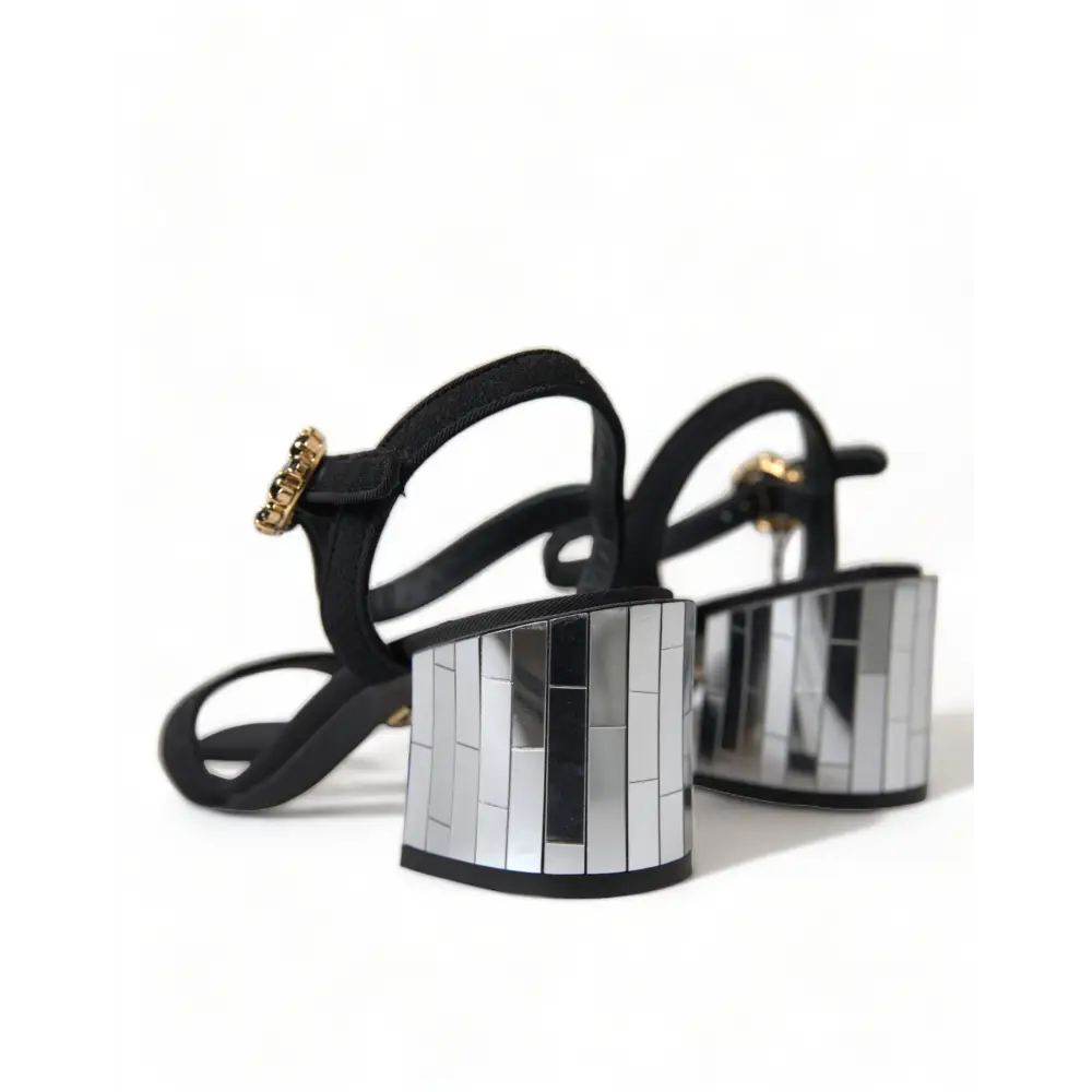 Dolce & Gabbana Schwarze Kristalle Riemchensandalen Schuhe - EU35/US4.5
