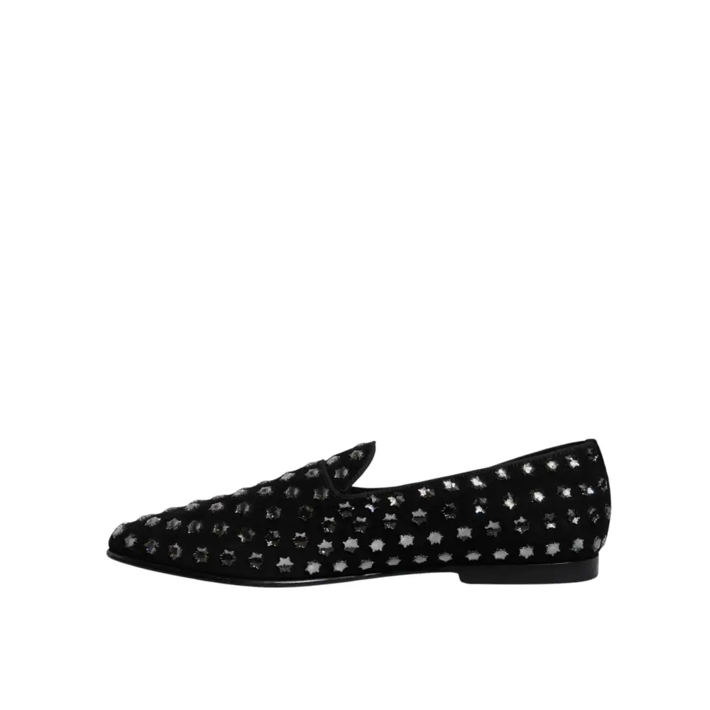 Dolce & Gabbana Schwarze kristallverzierte Loafers Kleid Schuhe - EU43/US10
