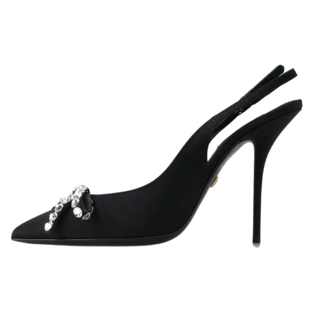 Dolce & Gabbana Schwarze kristallverzierte Schuhe mit Slingback-Absatz - EU39.5/US9