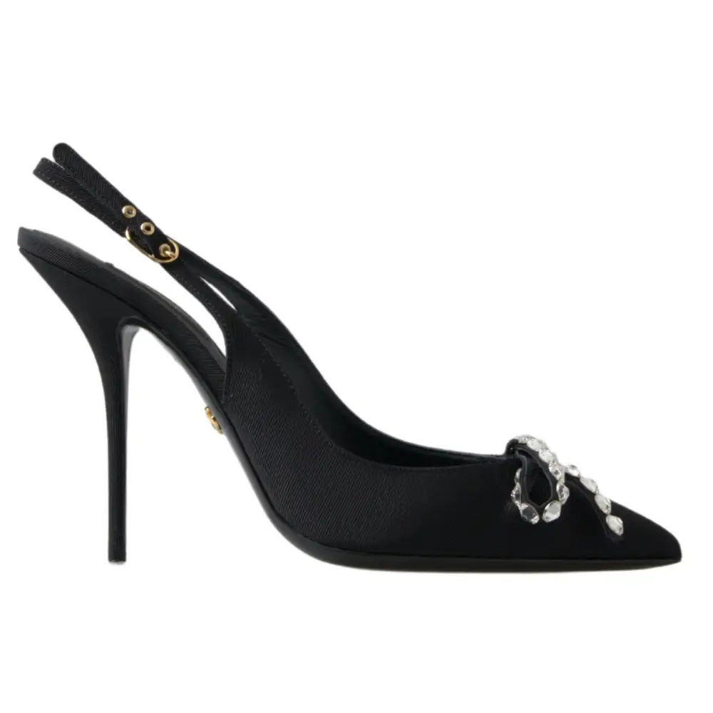 Dolce & Gabbana Schwarze kristallverzierte Schuhe mit Slingback-Absatz - EU39.5/US9