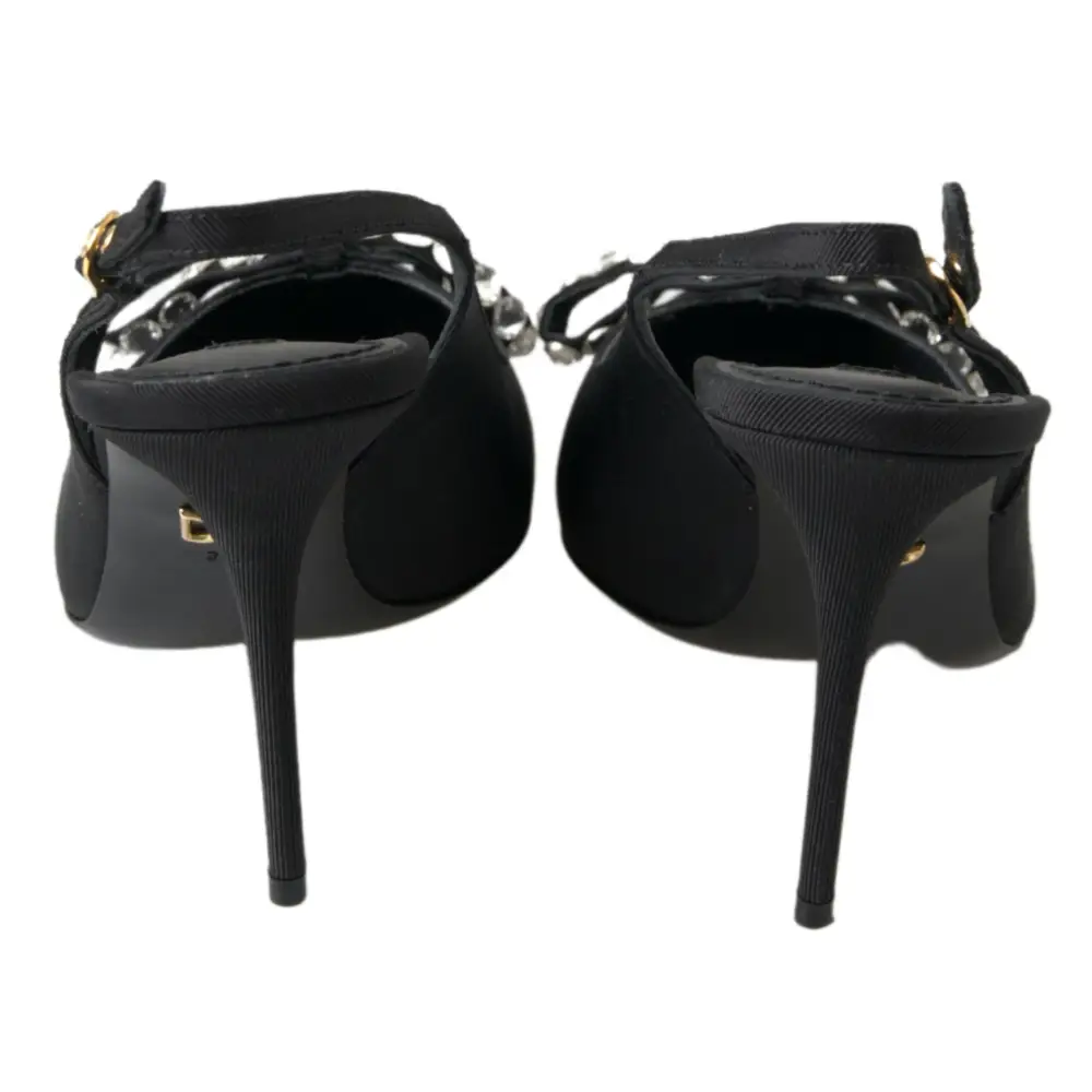 Dolce & Gabbana Schwarze kristallverzierte Schuhe mit Slingback-Absatz - EU39.5/US9