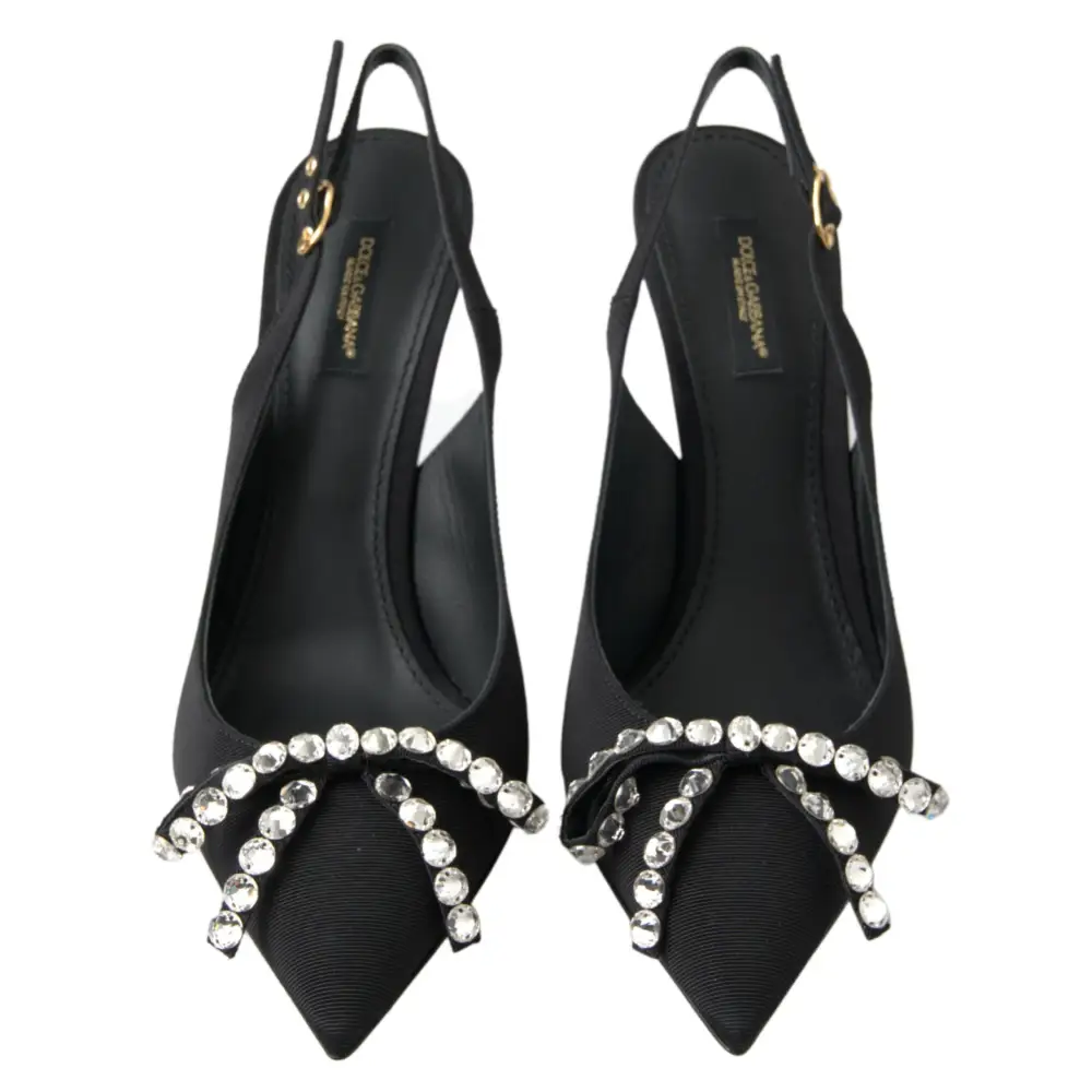 Dolce & Gabbana Schwarze kristallverzierte Schuhe mit Slingback-Absatz - EU39.5/US9