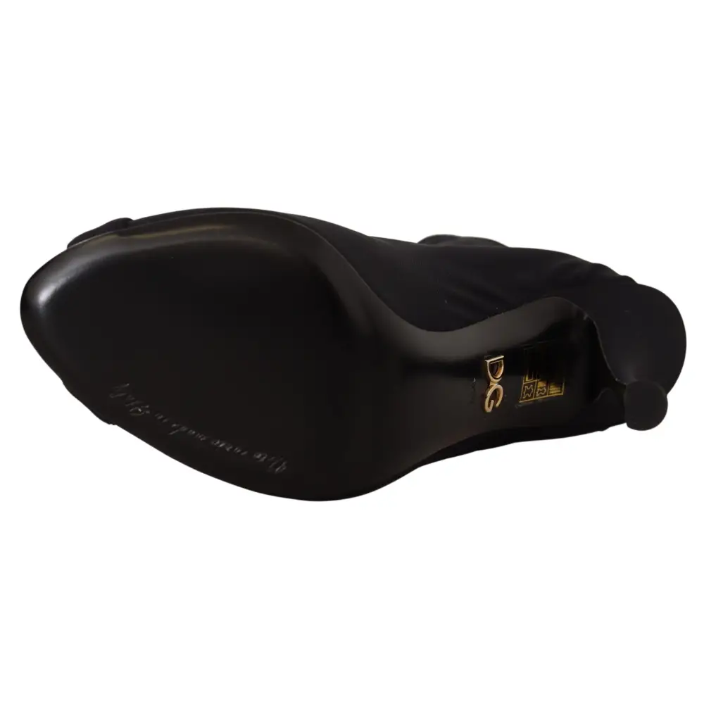 Dolce & Gabbana Schwarze kurze Stretch-Stiefel Schuhe