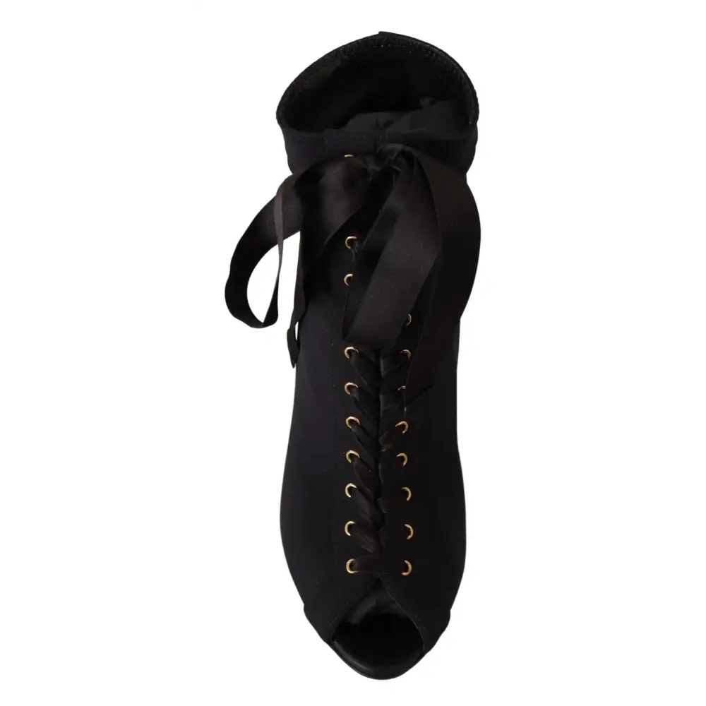 Dolce & Gabbana Schwarze kurze Stretch-Stiefel Schuhe