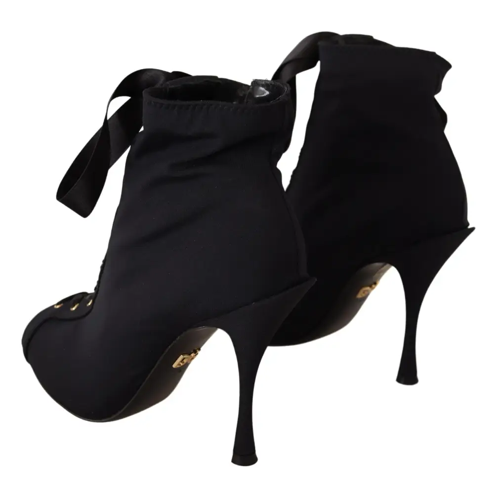 Dolce & Gabbana Schwarze kurze Stretch-Stiefel Schuhe