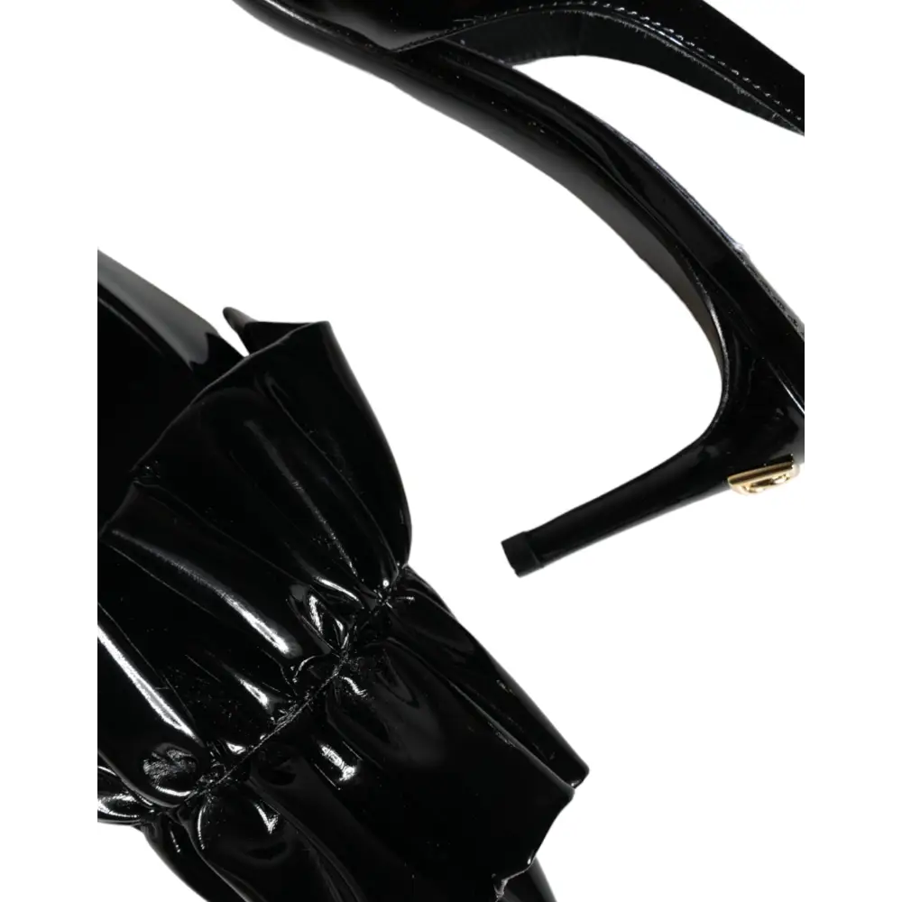 Dolce & Gabbana Schwarze Lackleder Heels Slingback Schuhe - EU37/US6.5