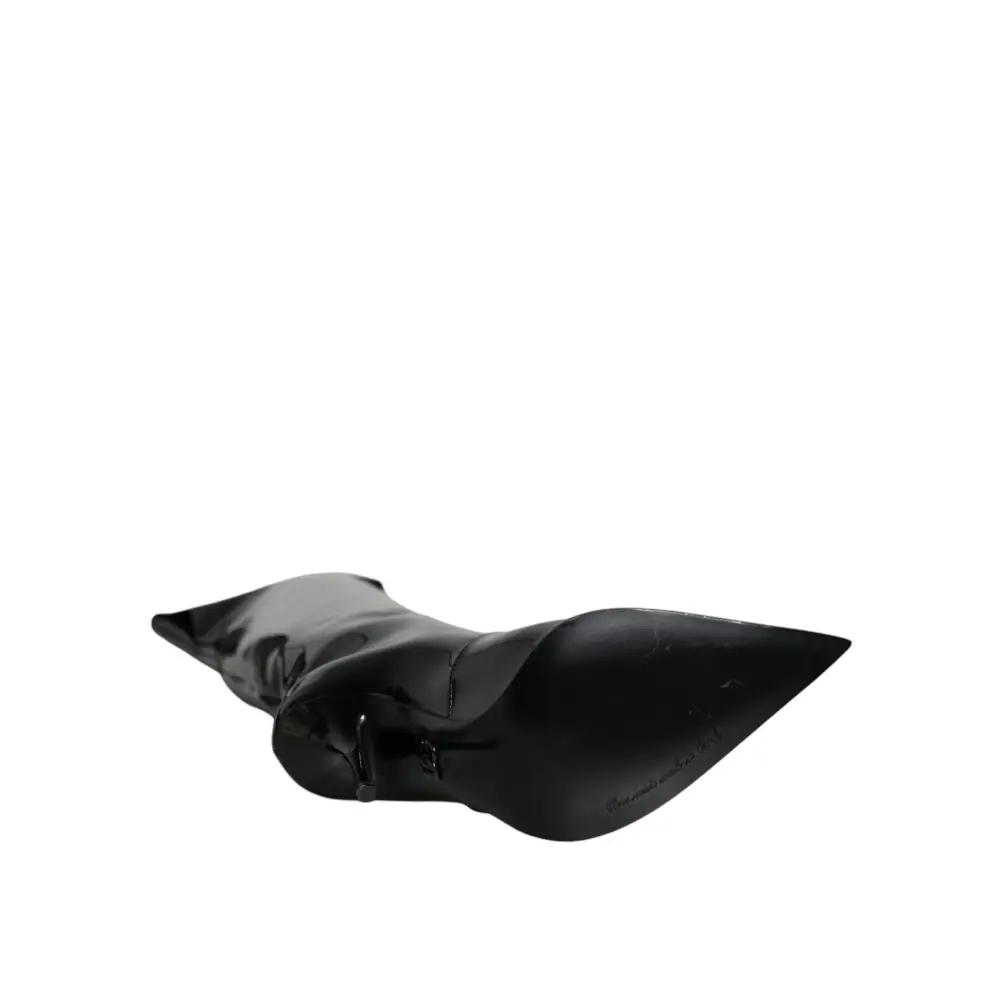 Dolce & Gabbana Schwarze Lackleder Kniehohe Stiefel Schuhe - EU37/US7