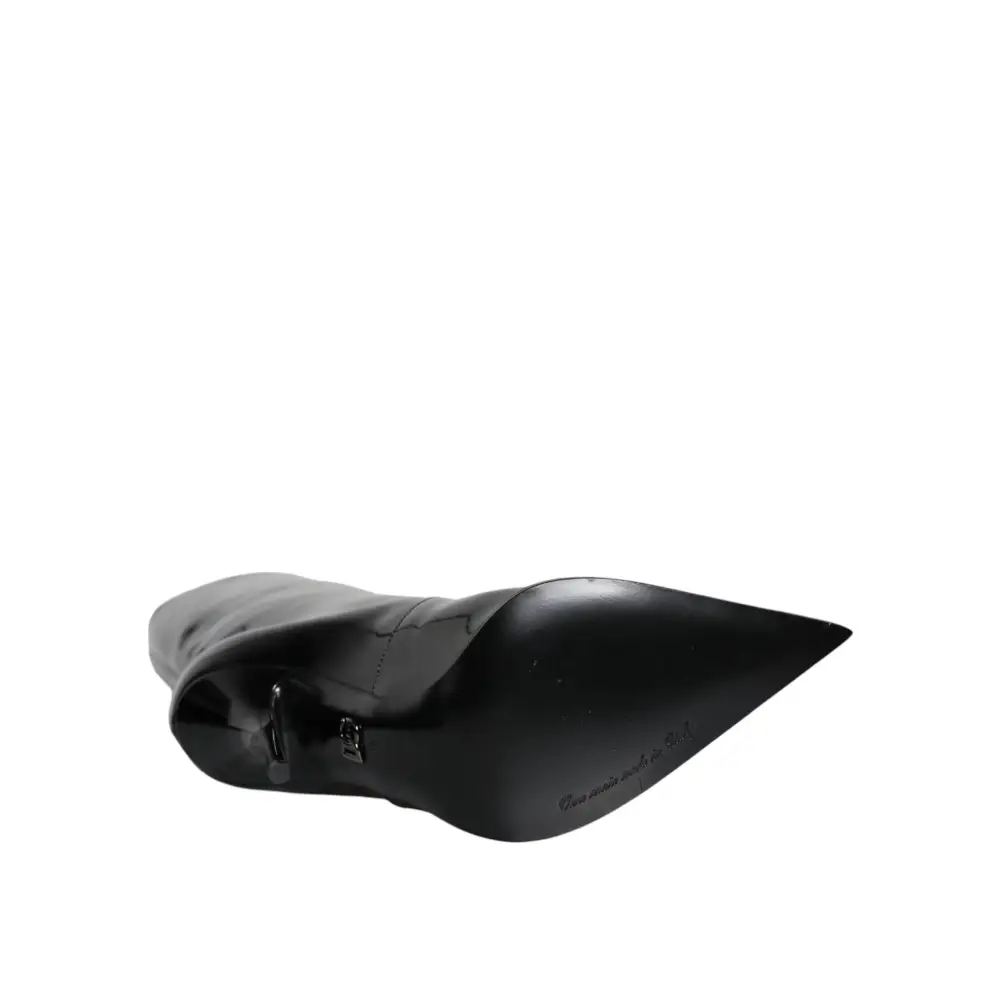 Dolce & Gabbana Schwarze Lackleder Mid Calf Stiefel Schuhe