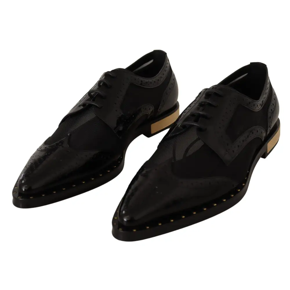 Dolce & Gabbana Schwarze Leder Broques Sheer Wingtip Schuhe - EU35/US4.5