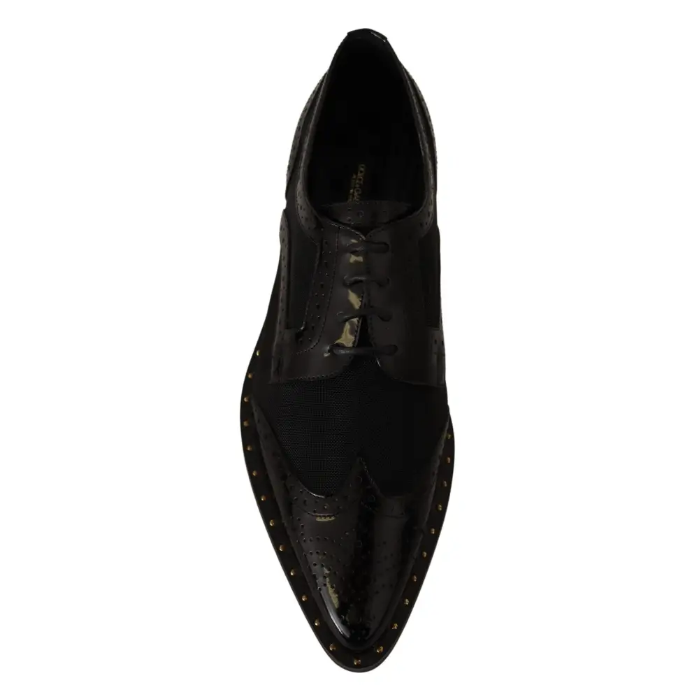 Dolce & Gabbana Schwarze Leder Broques Sheer Wingtip Schuhe - EU35/US4.5