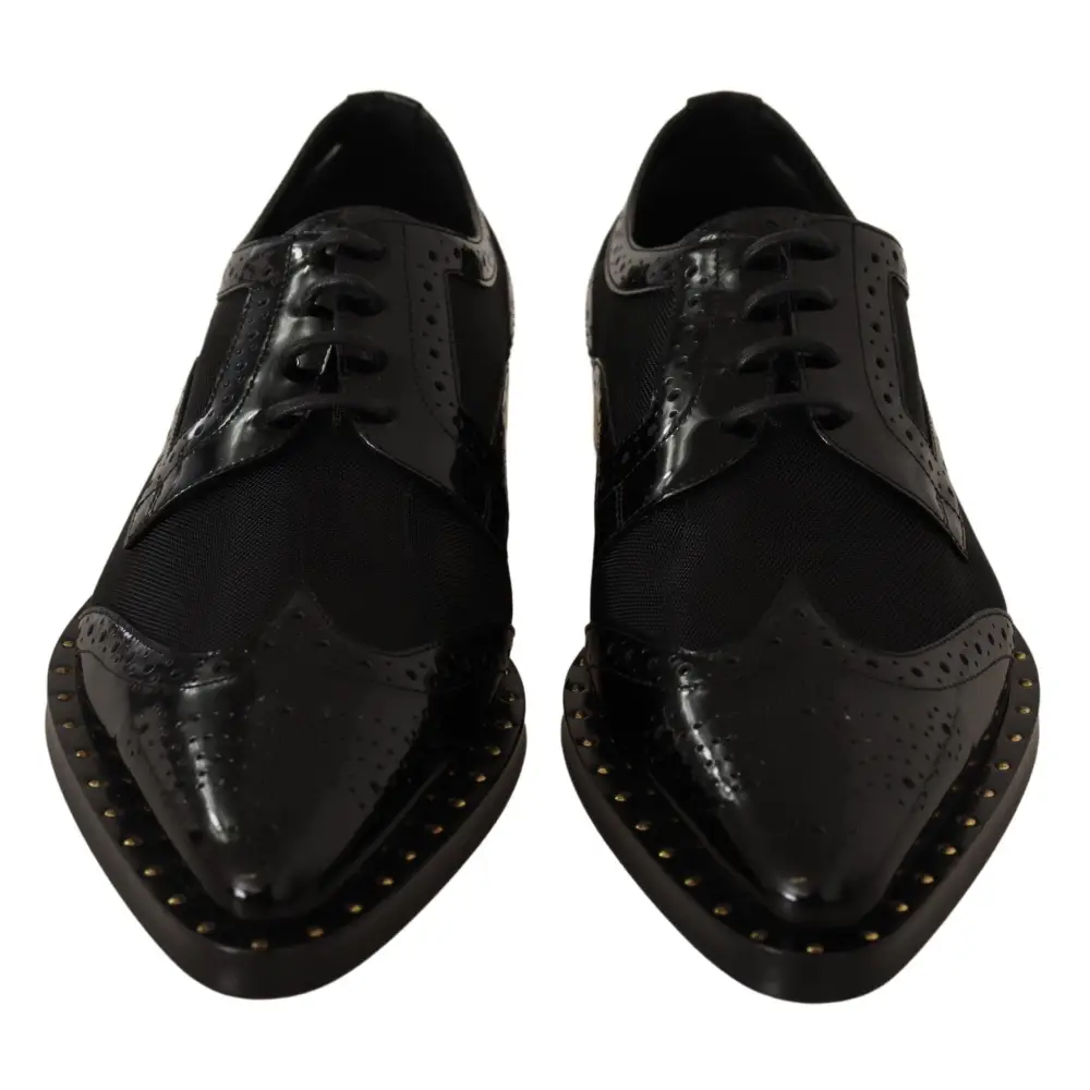 Dolce & Gabbana Schwarze Leder Broques Sheer Wingtip Schuhe - EU35/US4.5