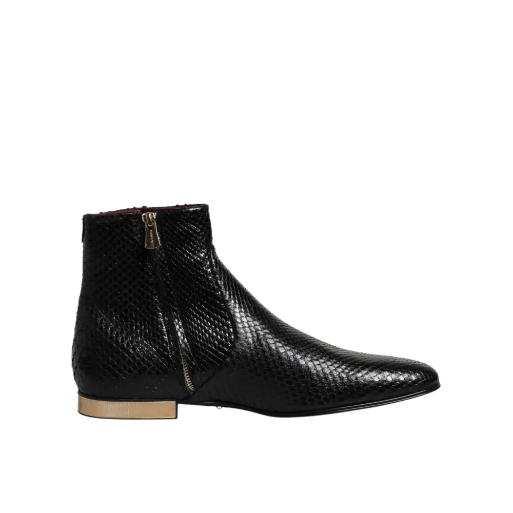 Dolce & Gabbana Schwarze Leder-Chelsea-Stiefeletten - EU44/US11