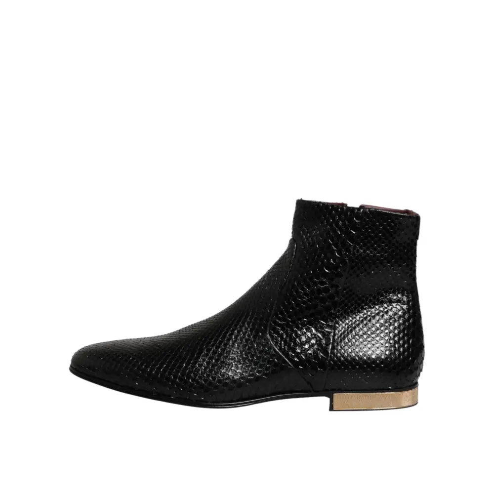 Dolce & Gabbana Schwarze Leder-Chelsea-Stiefeletten - EU44/US11