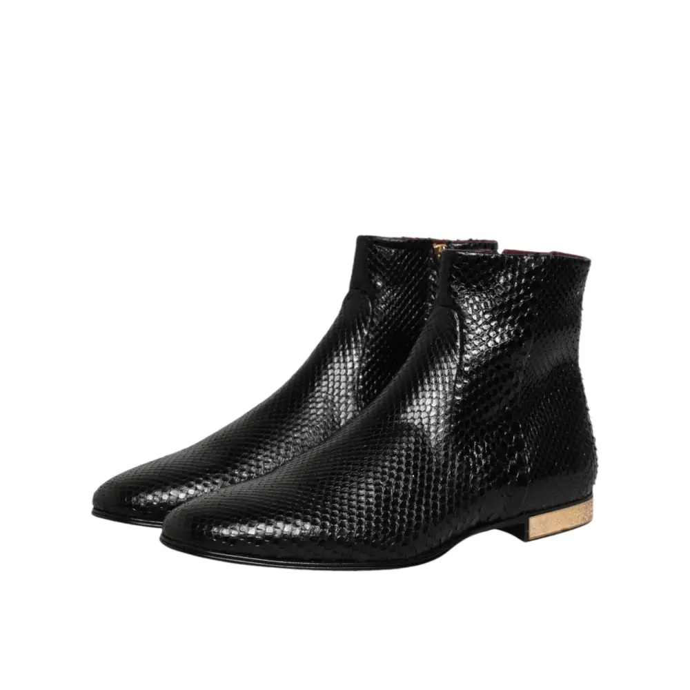 Dolce & Gabbana Schwarze Leder-Chelsea-Stiefeletten - EU44/US11