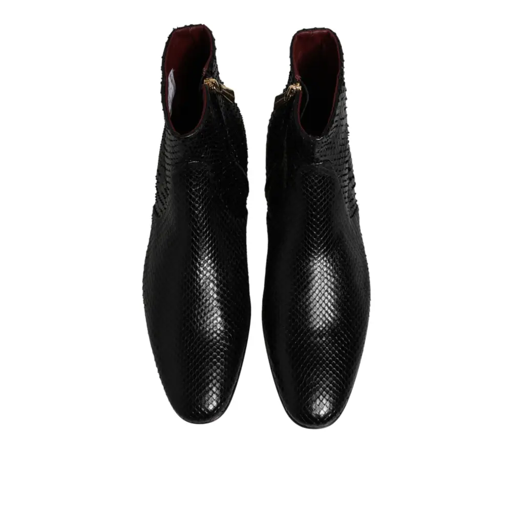 Dolce & Gabbana Schwarze Leder-Chelsea-Stiefeletten - EU44/US11