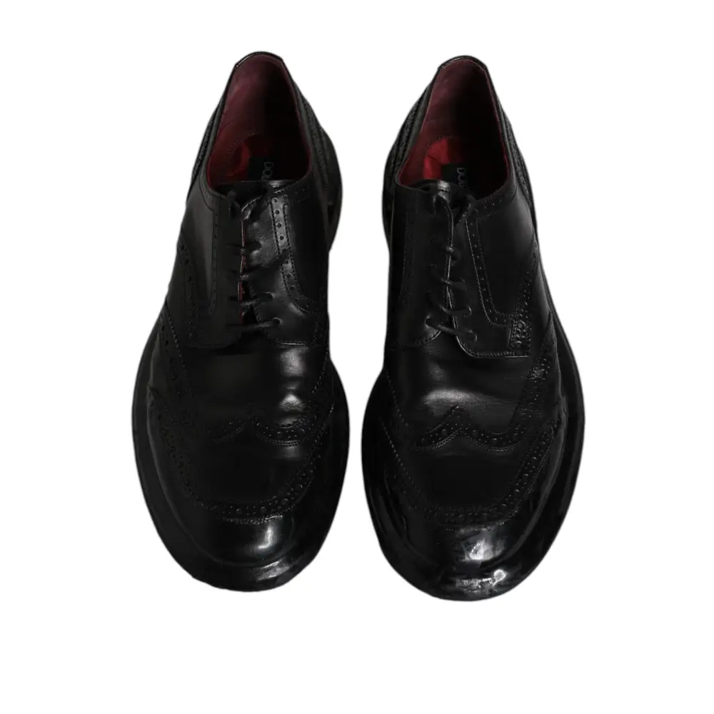 Dolce & Gabbana Schwarze Leder Derby Wingtip Formelle Schuhe - EU42/US9