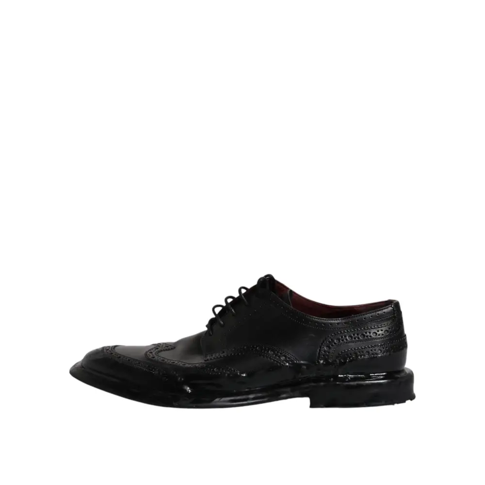 Dolce & Gabbana Schwarze Leder Derby Wingtip Formelle Schuhe - EU42/US9