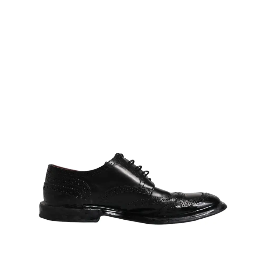 Dolce & Gabbana Schwarze Leder Derby Wingtip Formelle Schuhe - EU42/US9