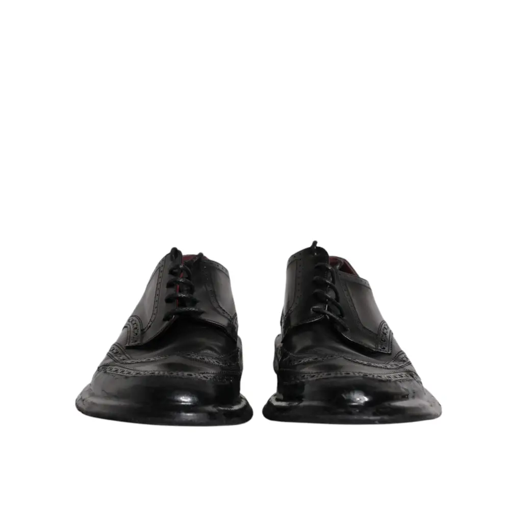 Dolce & Gabbana Schwarze Leder Derby Wingtip Formelle Schuhe - EU42/US9